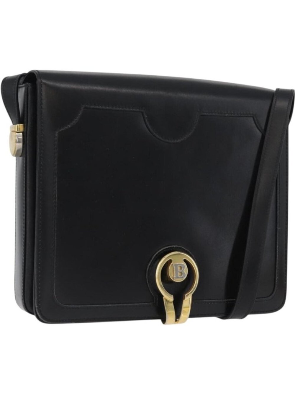 BALLY Shoulder Bag Leather Black Gold